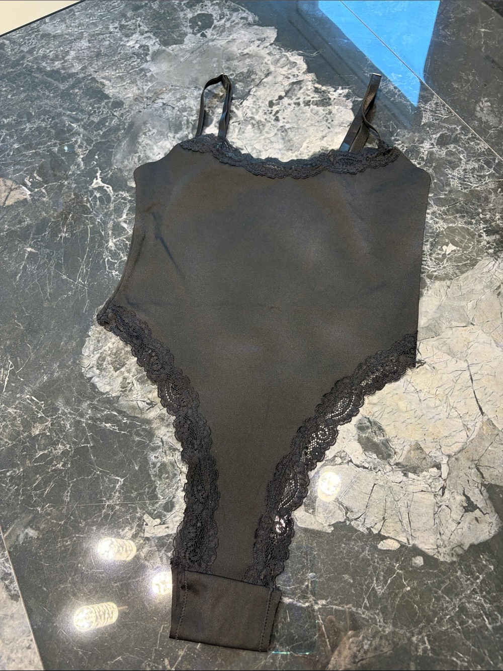 Missguided Black Lace-Trim Bandeau Bodysuit